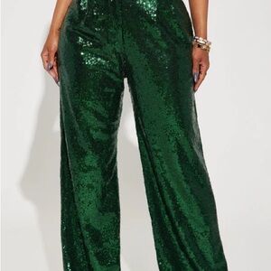 Green Sequin Women's Pants